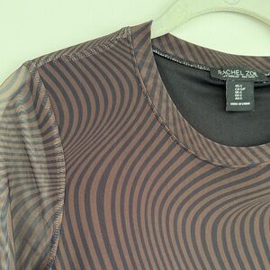 Rachel Zoe Brown & Black Optical Wave Mesh Dress